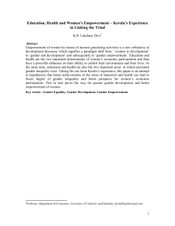 education,health and gender &ndash; kerala`s development paradigm