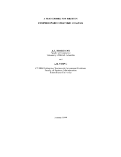 A FRAMEWORK FOR WRITTEN COMPREHENSIVE STRATEGIC