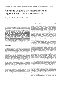 Automatic Cognitive Style Identification of Digital Library Users for