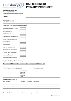 bas checklist primary producer - Duesburys Gippsland Accountants