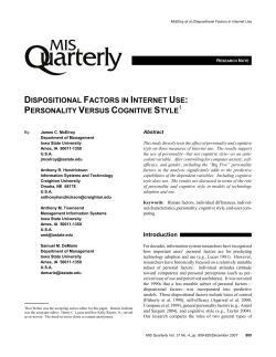 Dispositional Factors in Internet Use: Personality Versus Cognitive