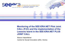Monitoring of the SEE-ERA.NET Pilot Joint CALL - WBC