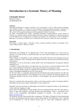 Introduction to a Systemic Theory of Meaning (19 SEPT)