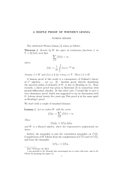 A SIMPLE PROOF OF WIENER`S LEMMA The celebrated Wiener