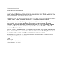 Raiders Commitment Policy Parents of new and returning players, I