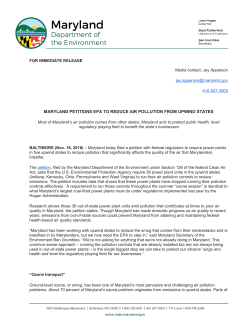 maryland petitions epa to reduce air pollution from upwind states