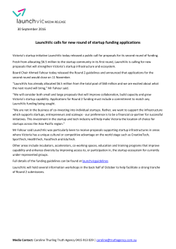 LaunchVic calls for new round of startup funding applications