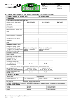 PLEASE RECORD THIS ENTRY FOR Eastern Southland Car Club`s