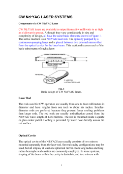 CW Nd:YAG LASER SYSTEMS Components of a CW Nd:YAG Laser