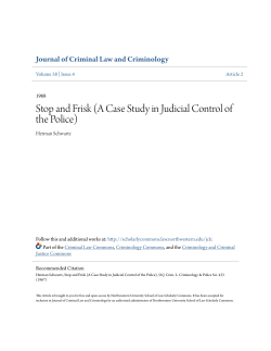 Stop and Frisk (A Case Study in Judicial Control of the Police)