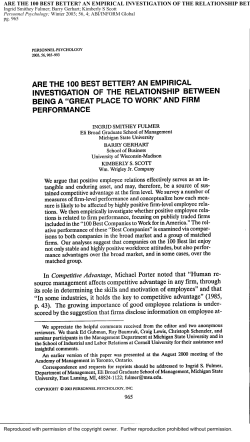 ARE THE 100 BEST BETTER? AN EMPIRICAL INVESTIGATION OF