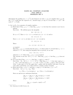 MATH 185: COMPLEX ANALYSIS FALL 2009/10 PROBLEM SET 2