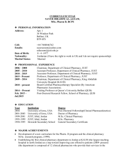 Sayer Al-Azzam, Msc, PharmD, BCPS - Jordan University of Science