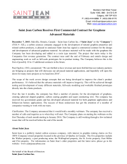 Saint Jean Carbon Receives First Commercial Contract for