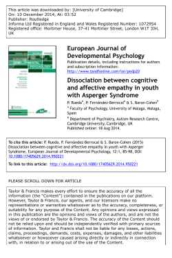 European Journal of Developmental Psychology Dissociation