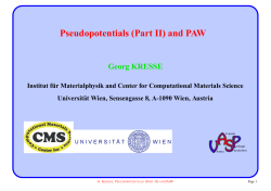 Pseudopotentials (Part II) and PAW