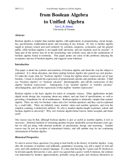 from Boolean Algebra to Unified Algebra