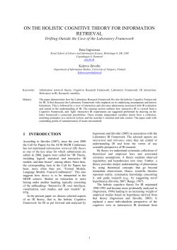 On the Holistic Cognitive Theory for Information Retrieval