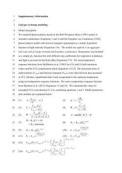 Supplementary Information Leaf gas exchange modeling Model