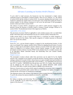 Advance Learning on Section 44AD (Theory)
