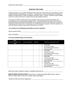 donated food form - Quality Care for Children