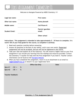 Chemistry 11 First Assignment Quiz #1
