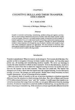 cognitive skills and their transfer: discussion - Deep Blue