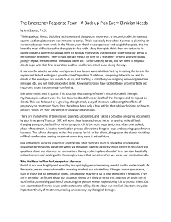 The Emergency Response Team - A Back-up Plan Every