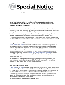 Sales/Use Tax Exemption on Purchases of Renewable Energy