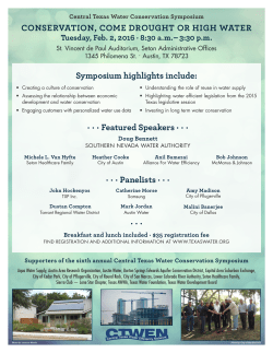 CONSERVATION, COME DROUGHT OR HIGH WATER