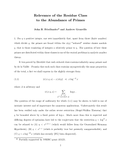 John B. Friedlander* and Andrew Granville 1. For ga positive integer