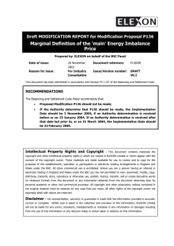 Marginal Definition of the `main` Energy Imbalance Price