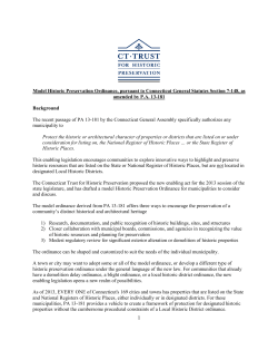 Model Historic Preservation Ordinance, pursuant to Connecticut