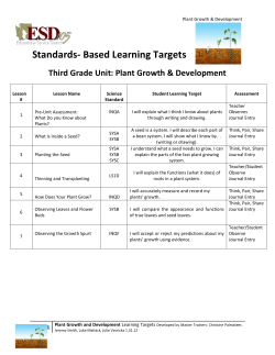 Plant Growth and Development Learning Targets