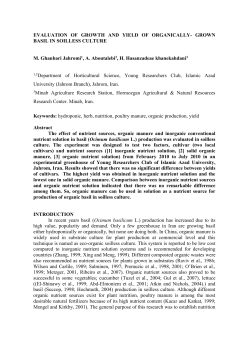 EVALUATION OF GROWTH AND YIELD OF ORGANICALLY