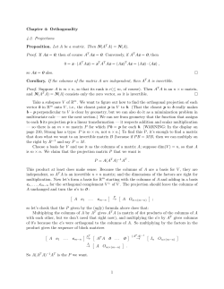Chapter 4: Orthogonality 4.2. Projections Proposition. Let A be a