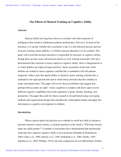 The Effects of Musical Training on Cognitive Ability