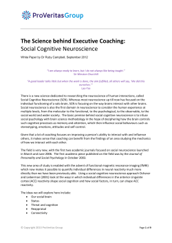 The Science behind Executive Coaching: Social Cognitive