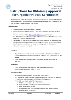 Instructions for Obtaining Approval for Organic Produce Certificates