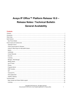 IP Office Platform Release 10.0 Release Notes