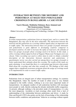 Interaction between the motorist and pedestrian at selected