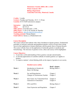 Elementary Genetics BIOL 206