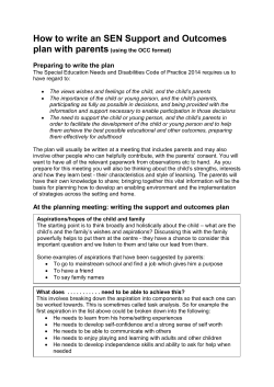 How to write an SEN Support and Outcomes