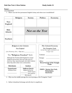 Unit One Test: A New Nation Study Guide #1 Name
