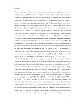 Oxygen Uptake Kinetics as a Determinant of Severe