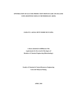 optimization of glucose production from sugarcane bagasse using