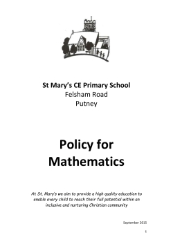 Policy for Mathematics 2015 - St. Mary`s Church of England Primary