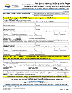 One Month Notice to End Tenancy for Cause (form RTB-33)