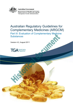 ARGCM Part III - Therapeutic Goods Administration (TGA)