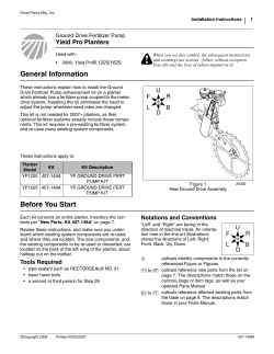 Ground Drive Fertilizer Pump Kit Installation Instructions